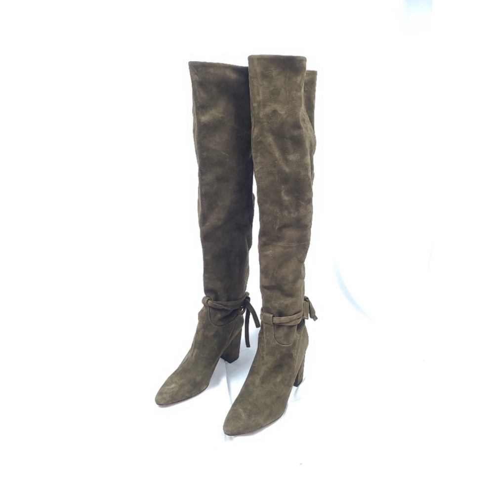 Aquazzura Olive Suede Over-the-Knee Boot